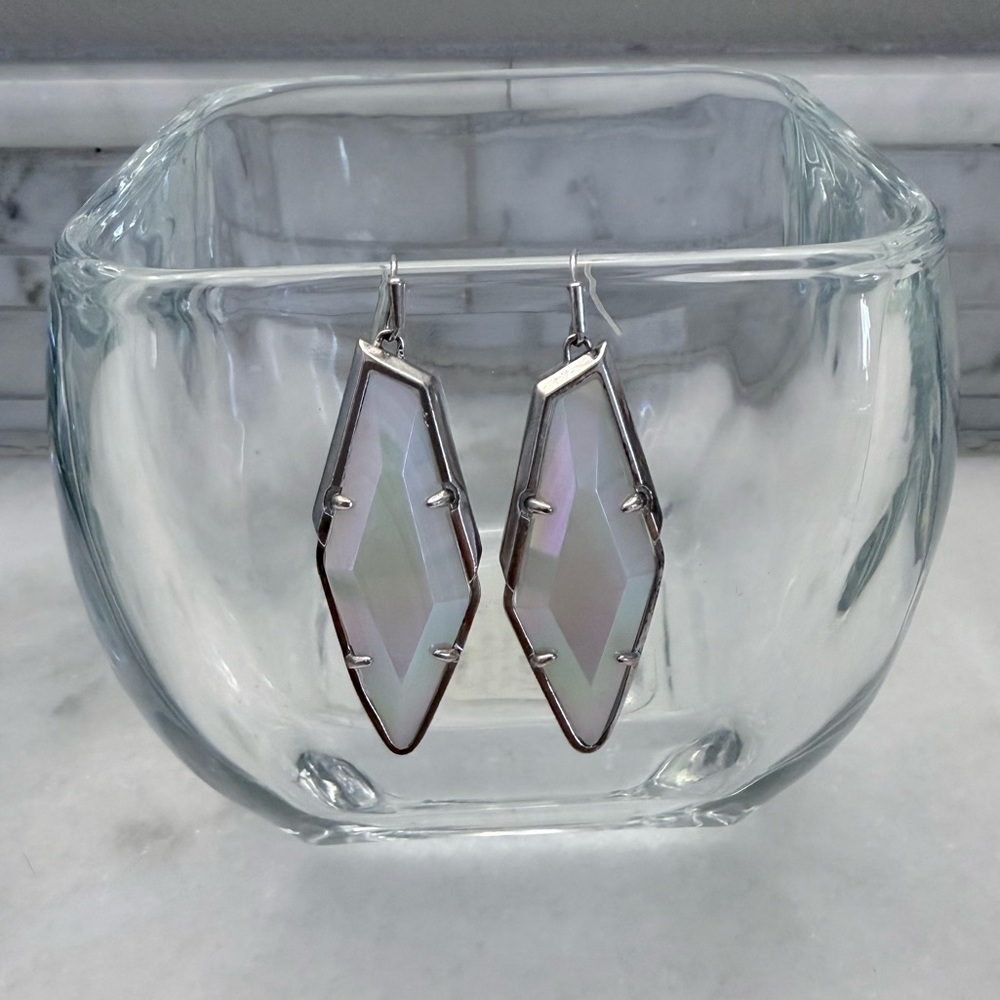 Kendra Scott Iridescent Silver and Mother of Pearl Drop Earrings